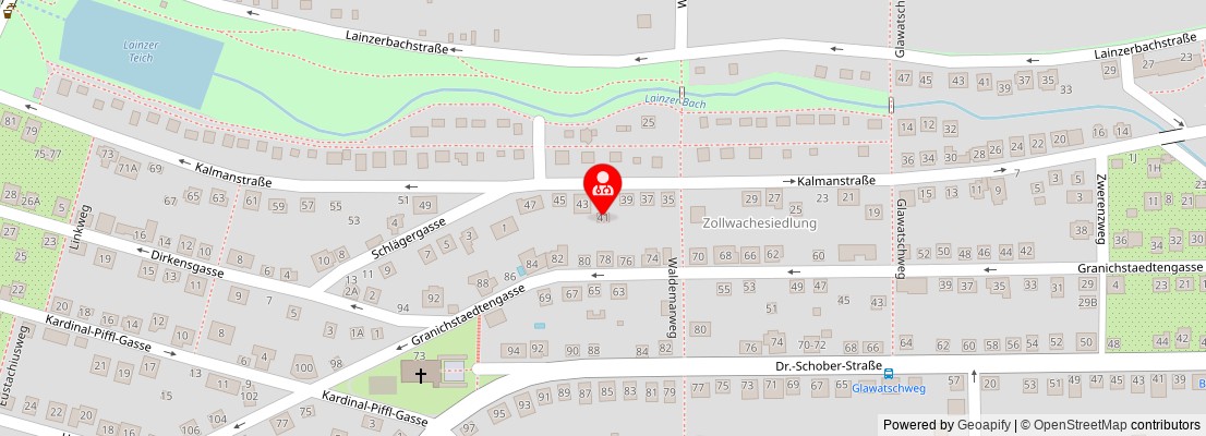 Street map section around the address