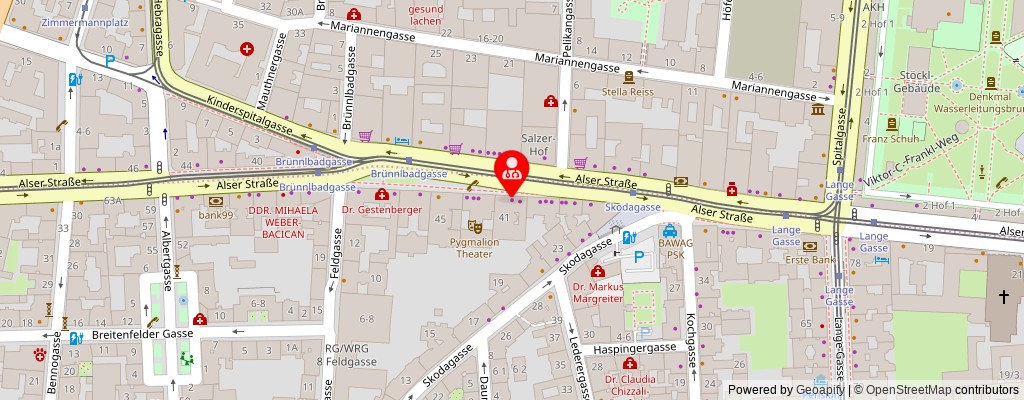 Street map section around the address