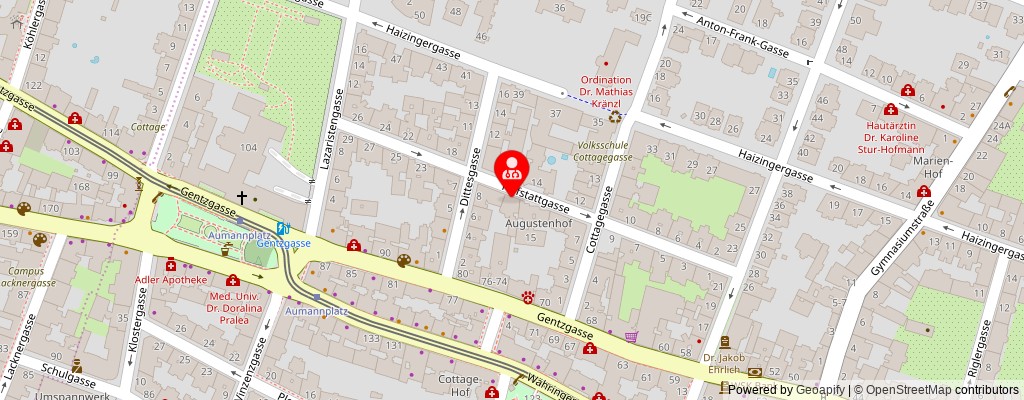 Street map section around the address