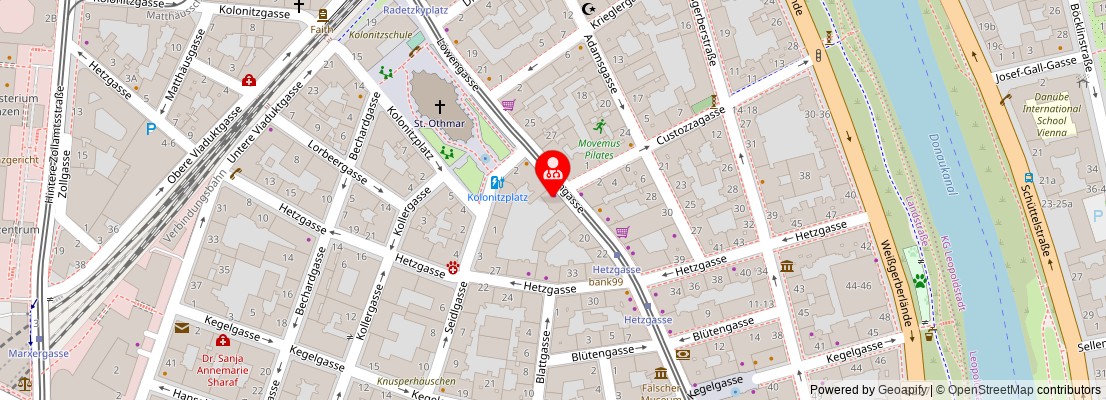 Street map section around the address