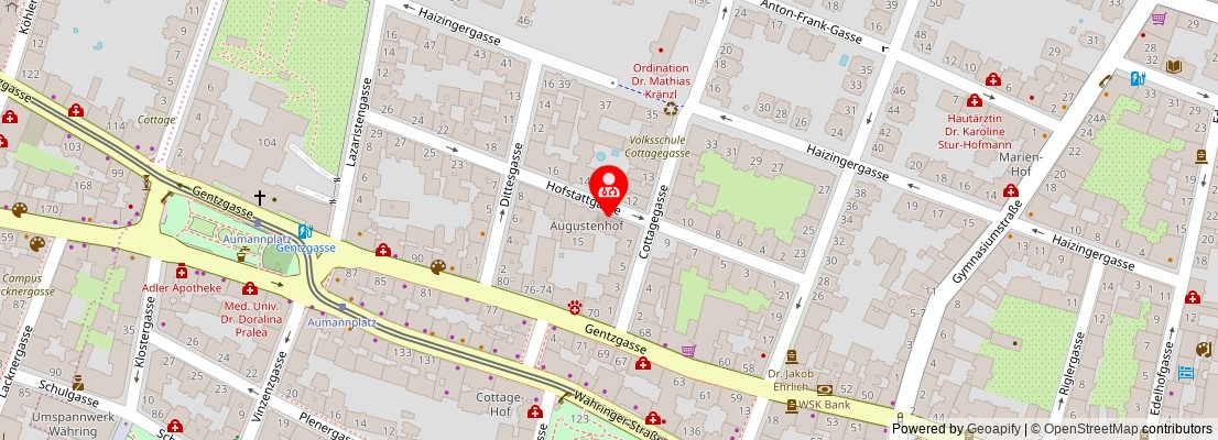 Street map section around the address