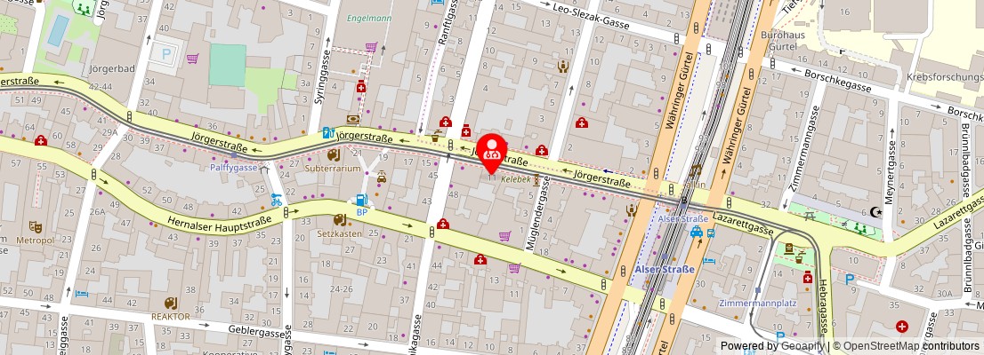 Street map section around the address