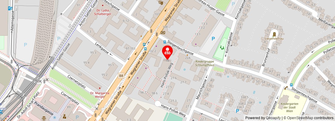 Street map section around the address
