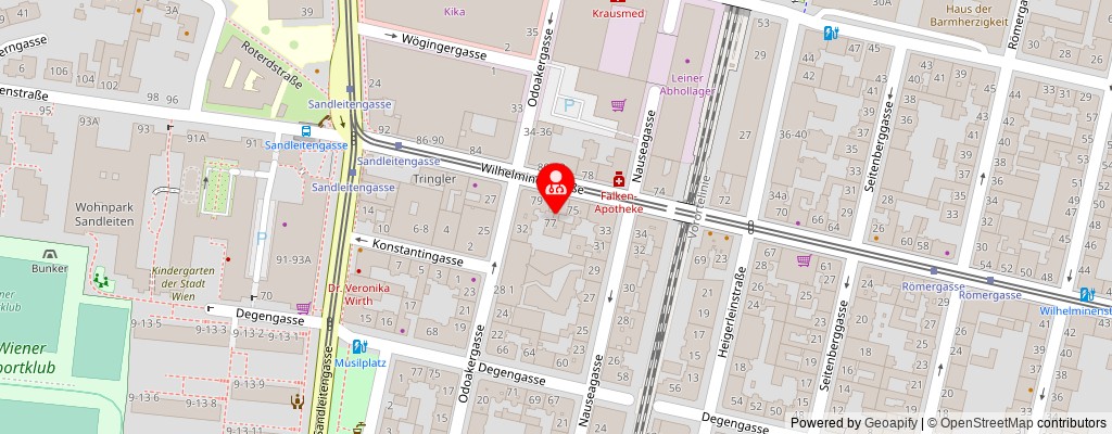 Street map section around the address