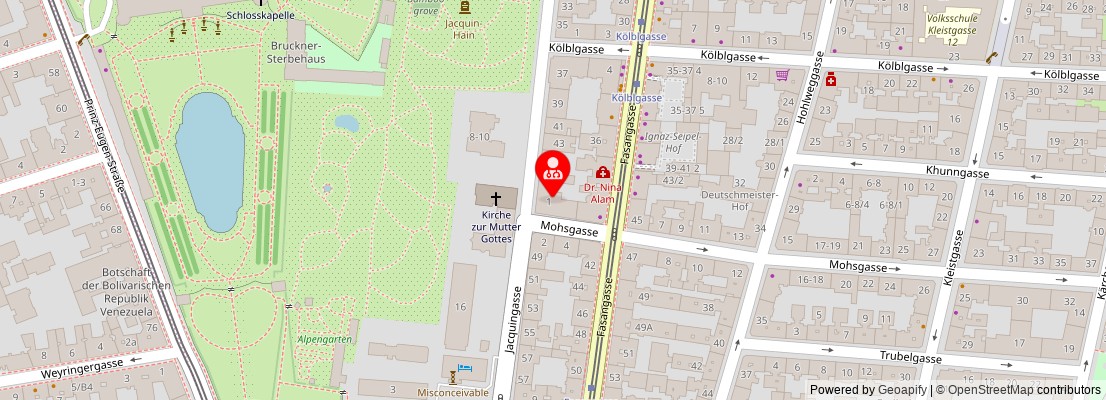 Street map section around the address