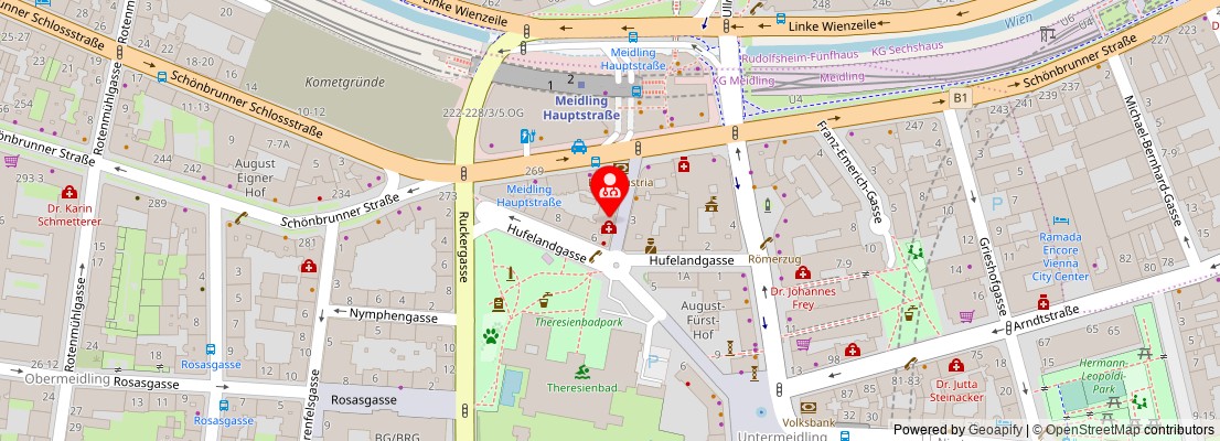 Street map section around the address