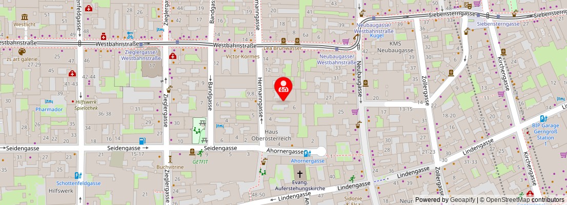Street map section around the address