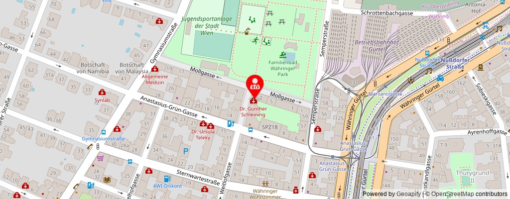 Street map section around the address