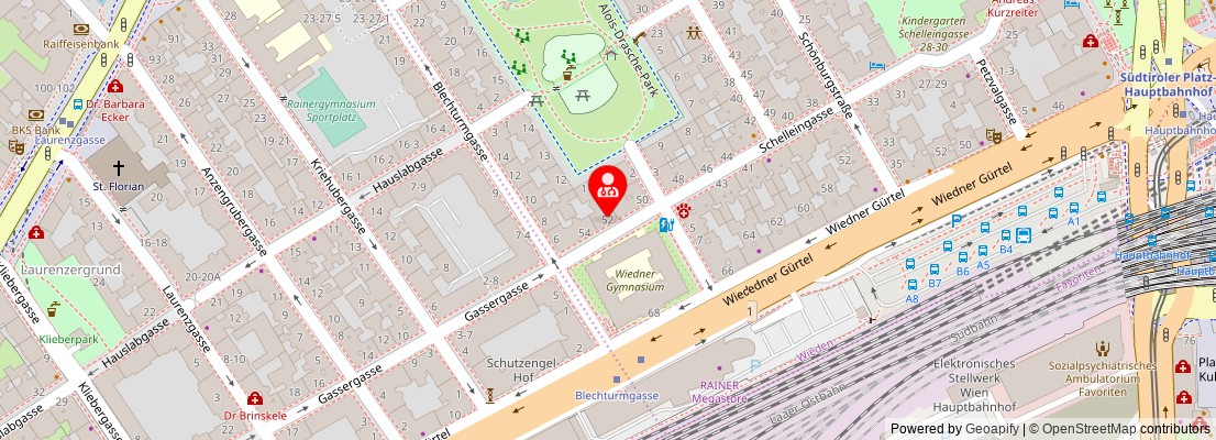 Street map section around the address