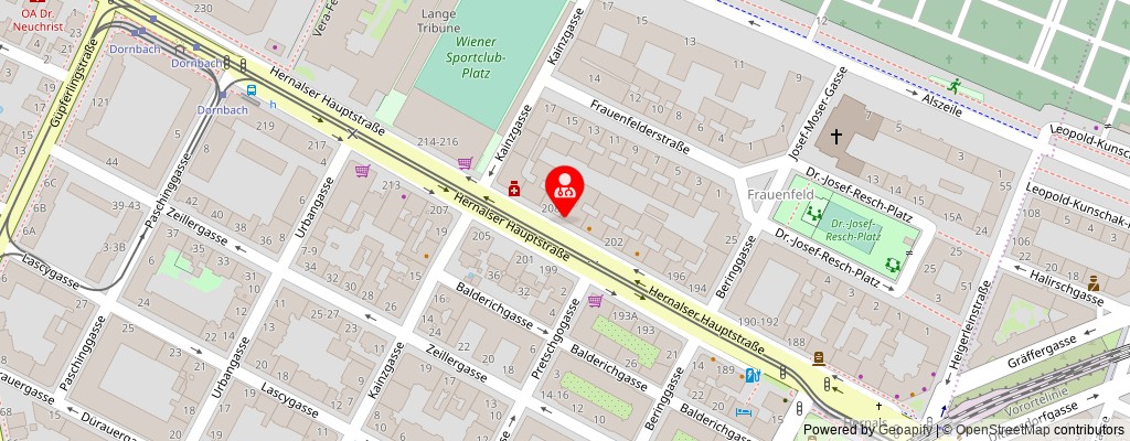 Street map section around the address