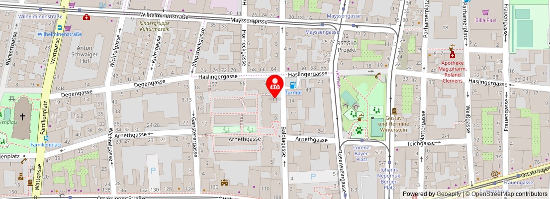 Street map section around the address