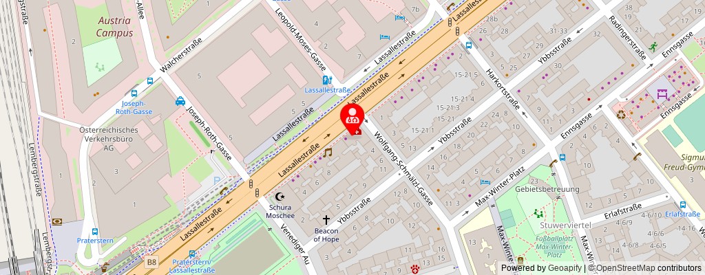 Street map section around the address