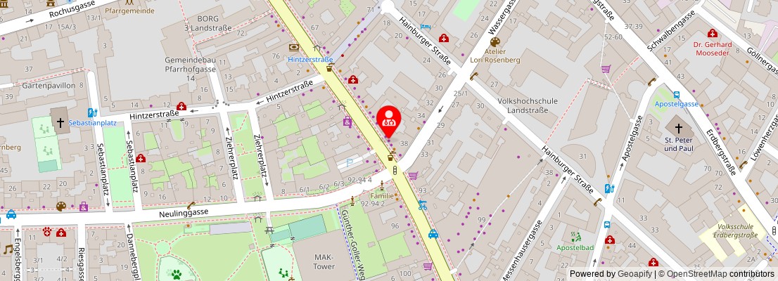 Street map section around the address