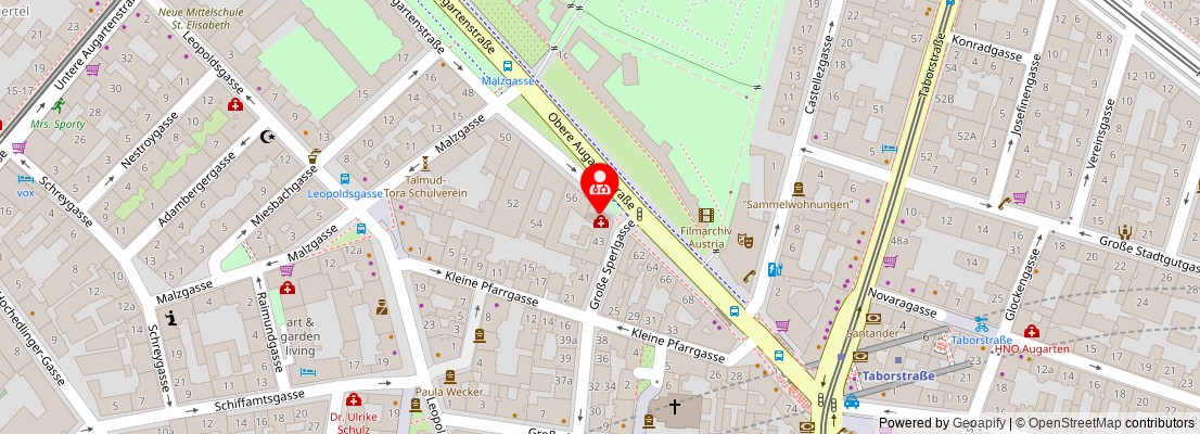 Street map section around the address