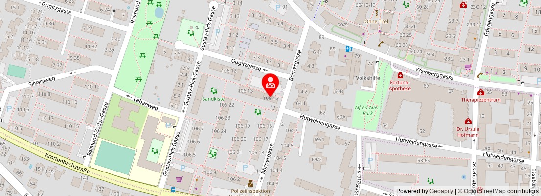 Street map section around the address
