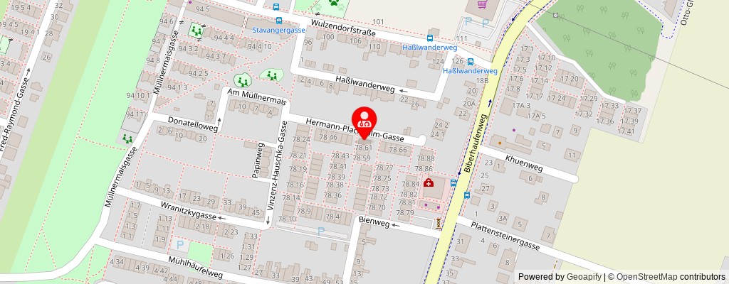 Street map section around the address