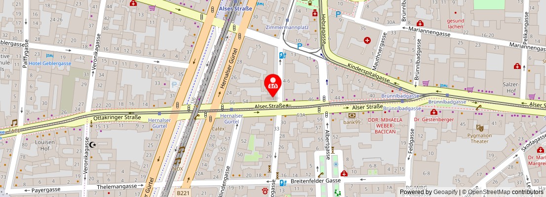 Street map section around the address