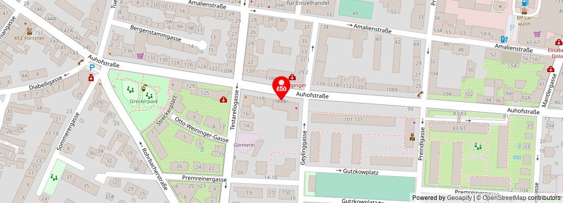 Street map section around the address