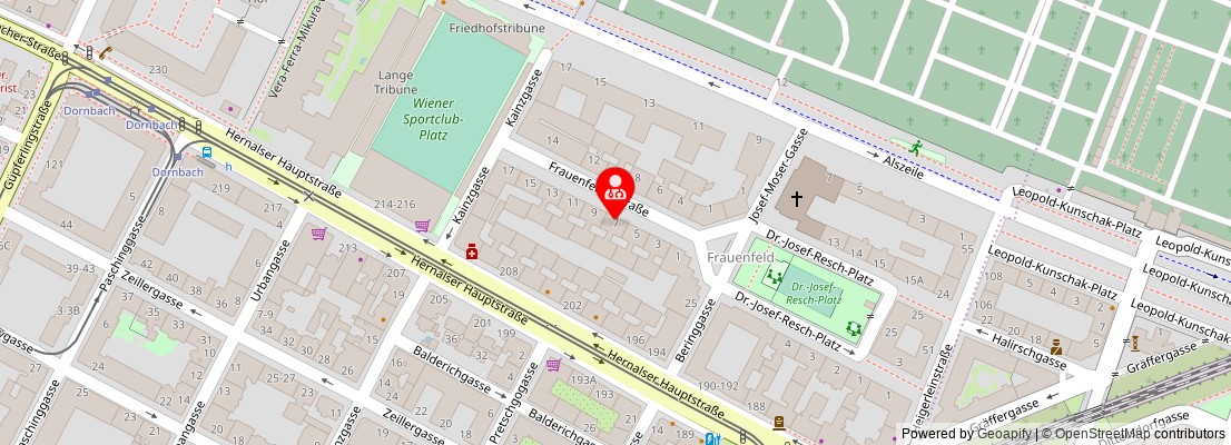 Street map section around the address