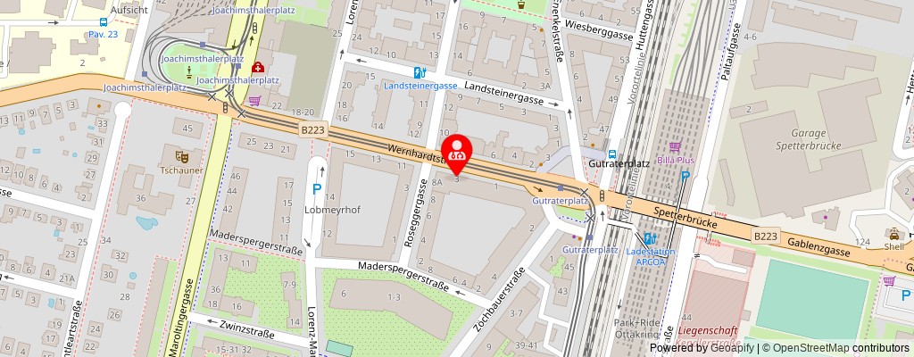 Street map section around the address