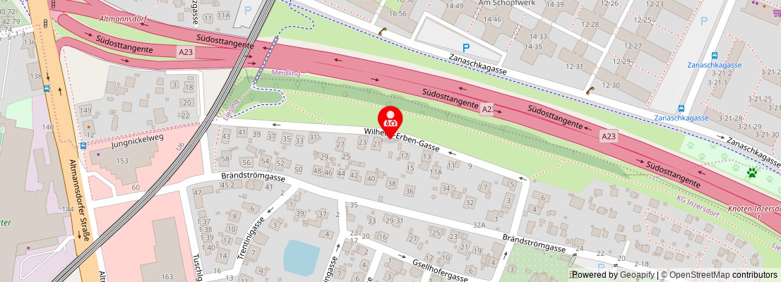 Street map section around the address