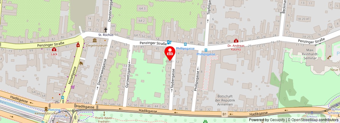 Street map section around the address