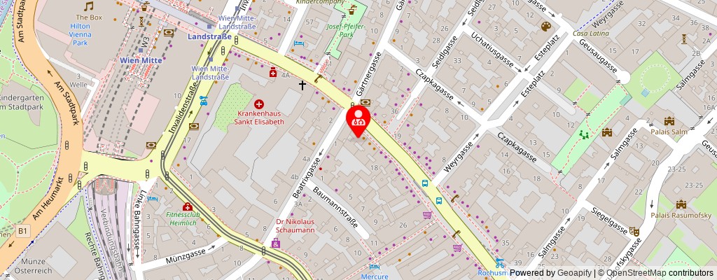 Street map section around the address