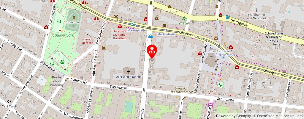 Street map section around the address