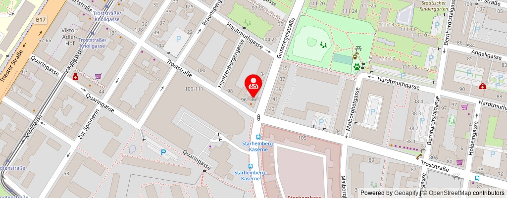 Street map section around the address