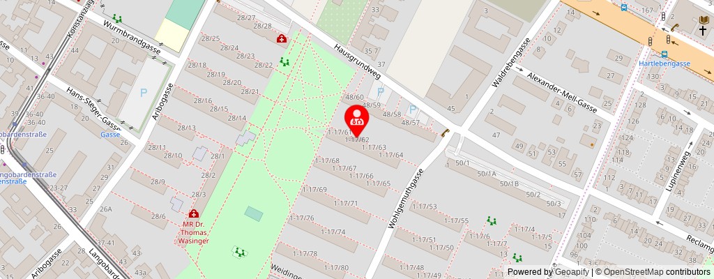 Street map section around the address