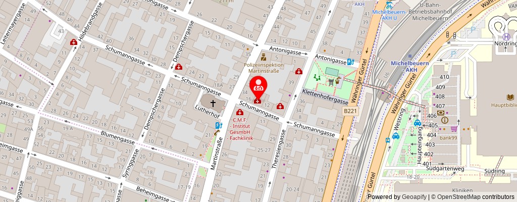 Street map section around the address