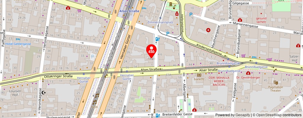 Street map section around the address