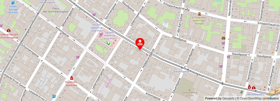 Street map section around the address