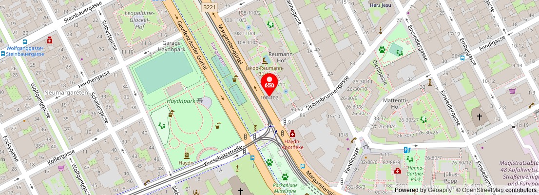 Street map section around the address