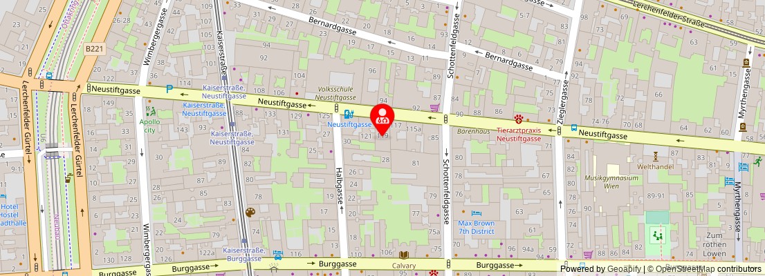 Street map section around the address