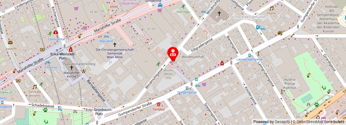 Street map section around the address