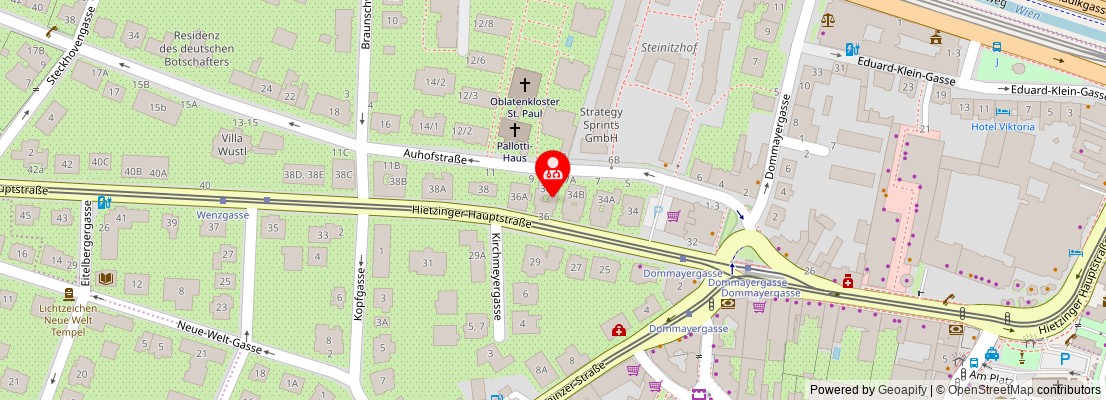 Street map section around the address