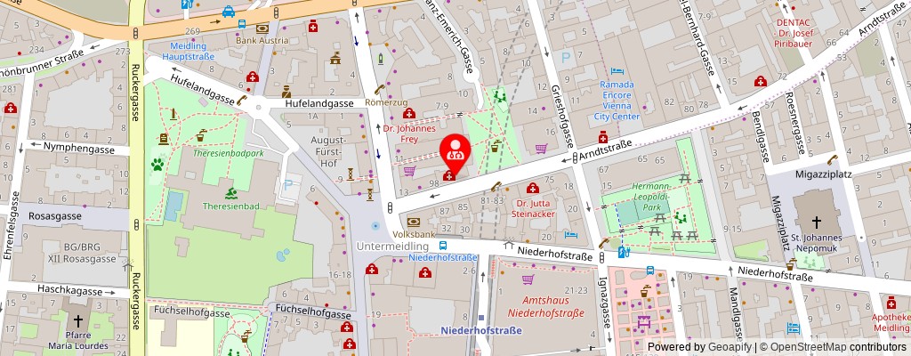 Street map section around the address