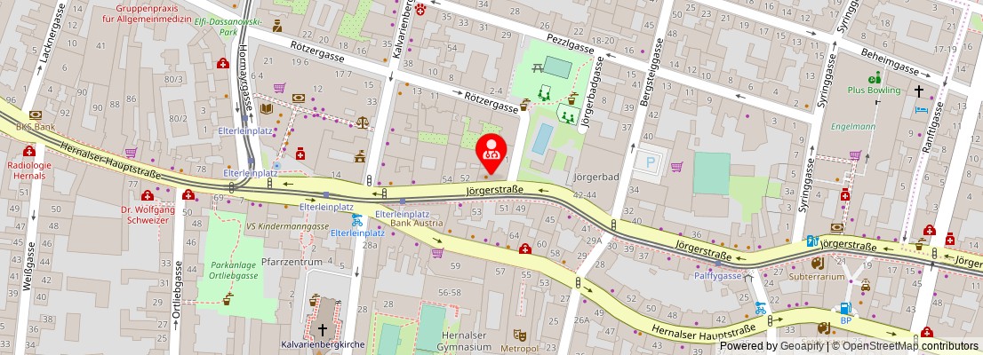 Street map section around the address