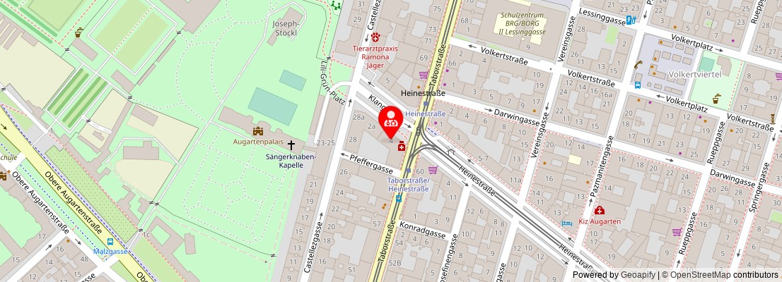 Street map section around the address