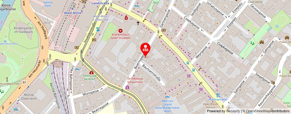 Street map section around the address