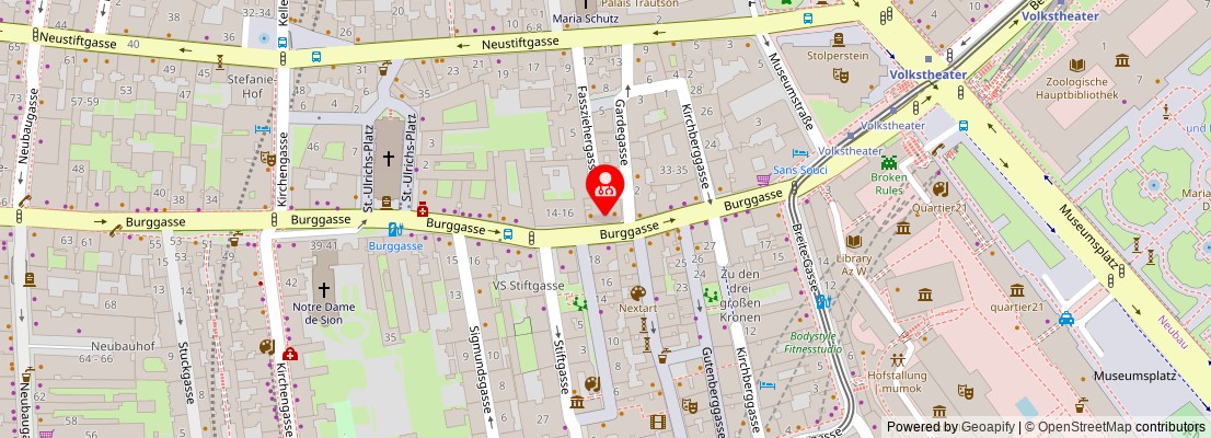 Street map section around the address