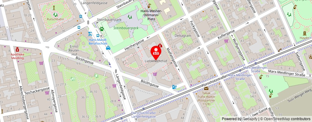 Street map section around the address