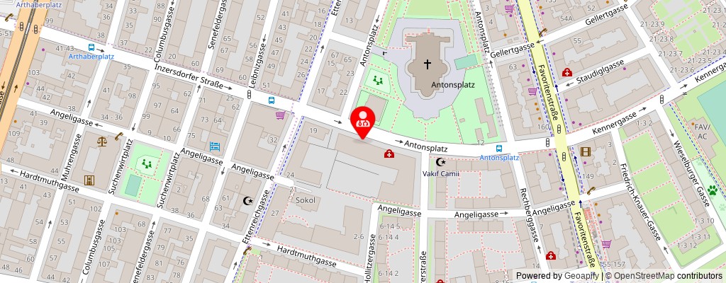 Street map section around the address