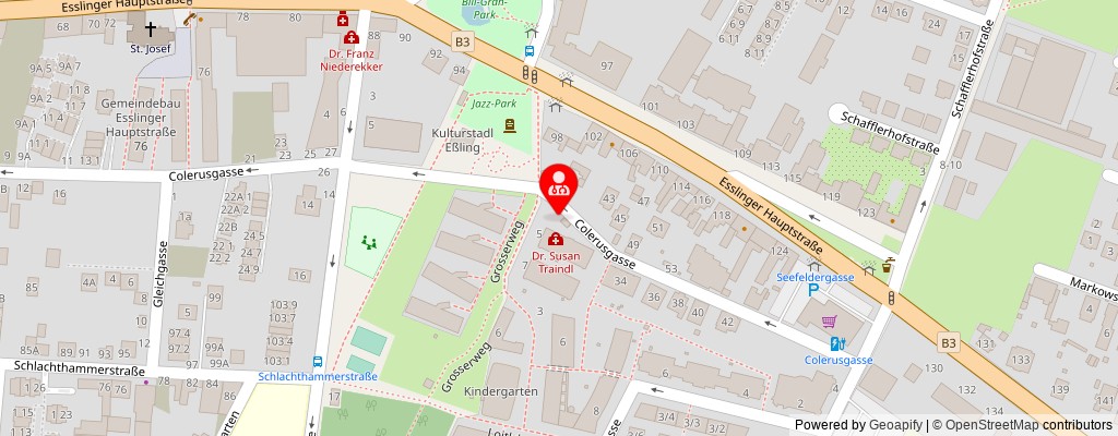 Street map section around the address