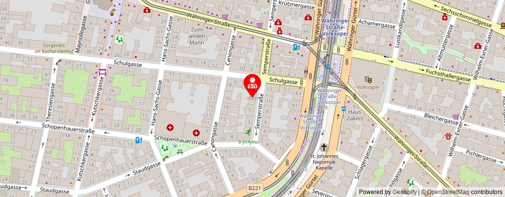 Street map section around the address