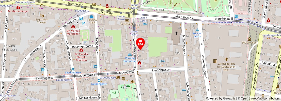 Street map section around the address