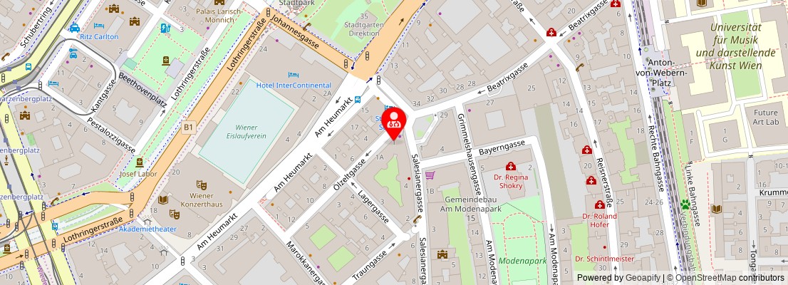 Street map section around the address