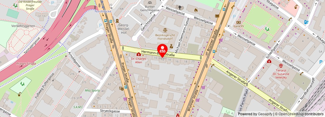 Street map section around the address