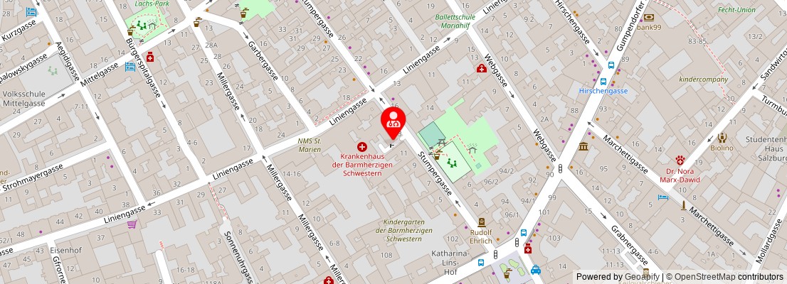 Street map section around the address